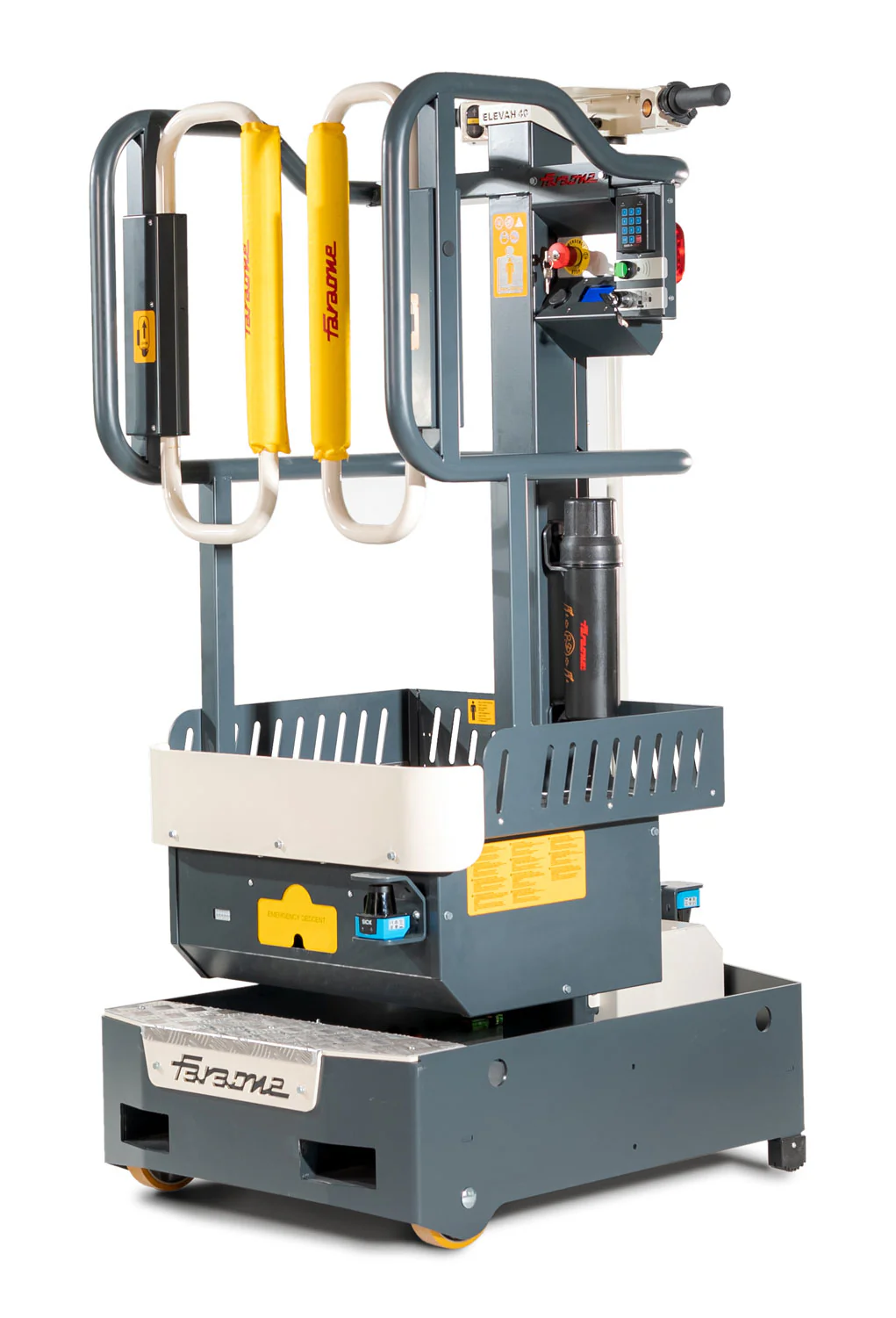 Base painted grey (RAL 7016) with white finishing (RAL 1013)