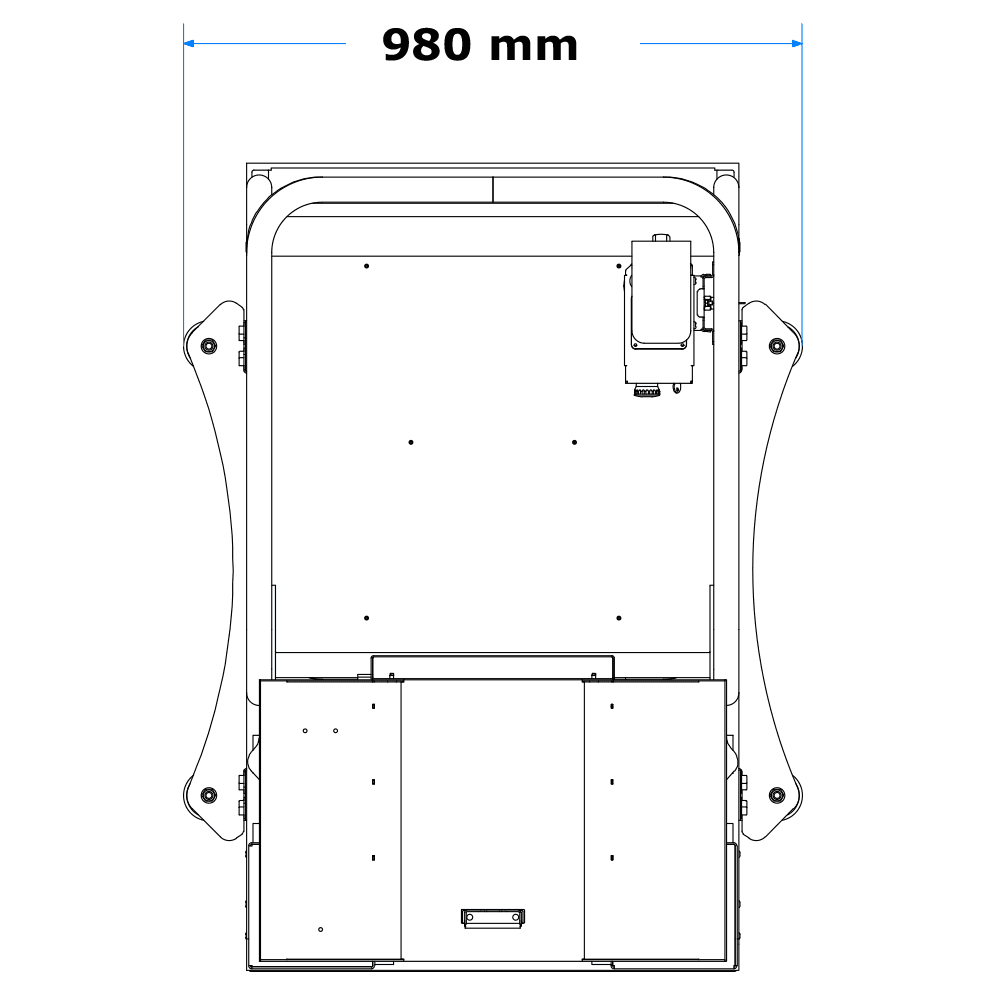 Side rollers wide 980 mm, to drive through shelf aisles
