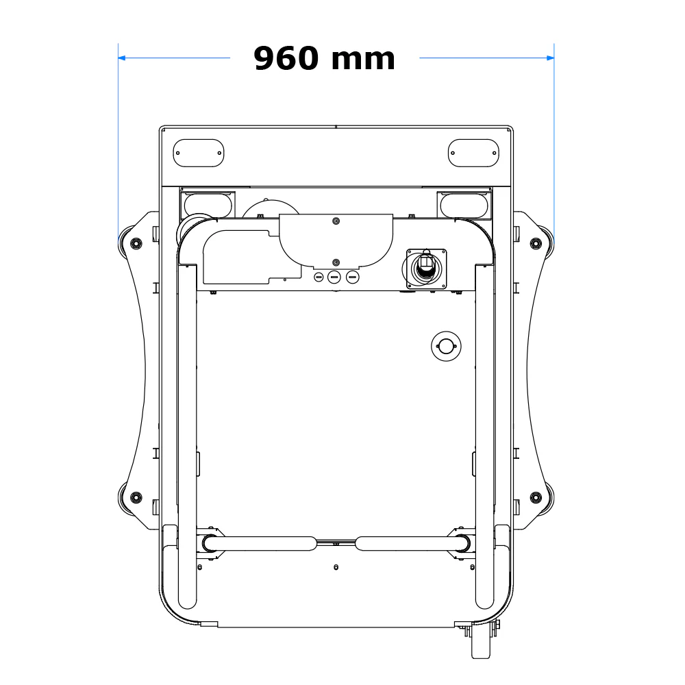 Side rollers wide 960 mm, to drive through shelf aisles