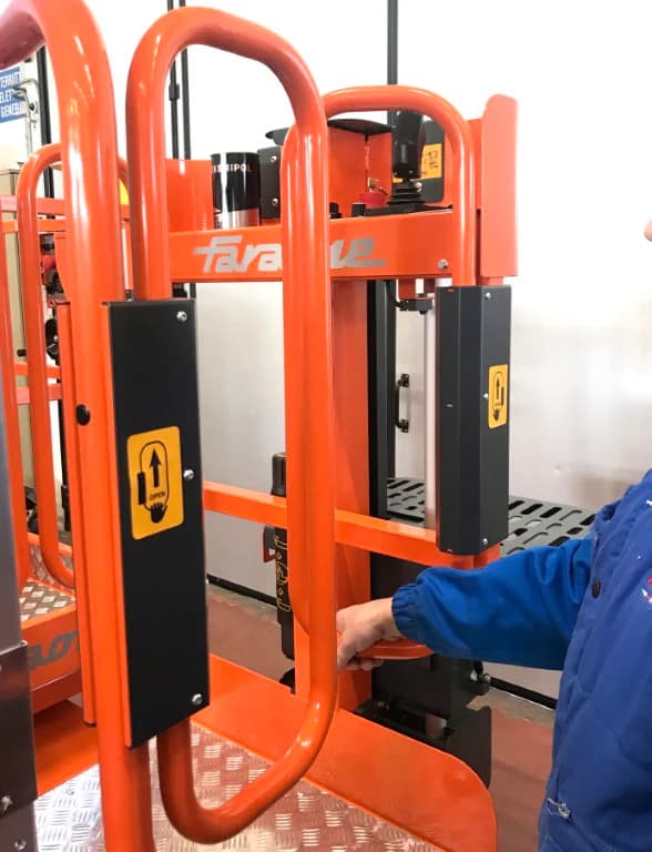 Door block by lifted basket